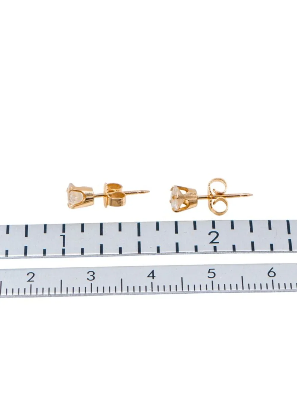 14K Yellow Gold 5mm Princess Cut Cubic Zirconia Stud Earrings